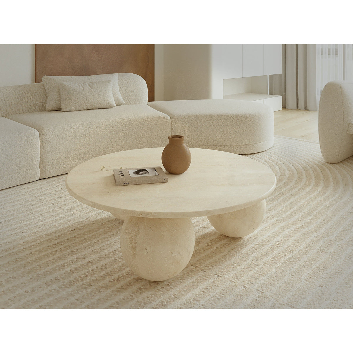 Table Basse Lunae — Travertin, détail