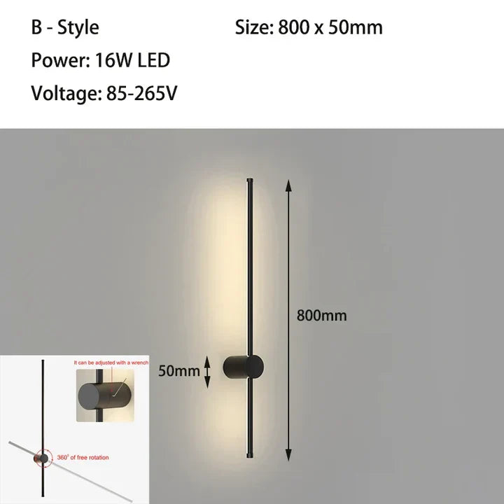Applique murale LED linéaire noire