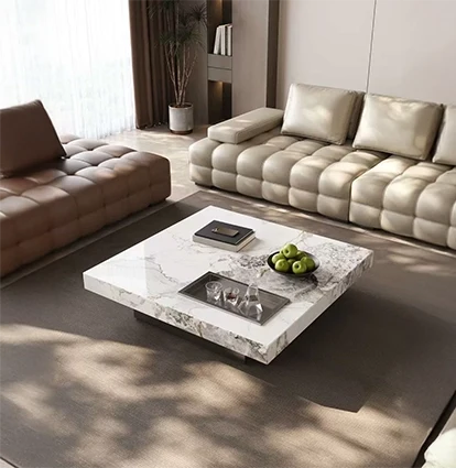 ACYL Table basse carrée en pierre frittée 100 x 100