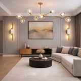 Lustre Sky ajustable en doré à 8 globes en verre