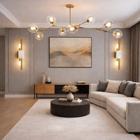 Lustre Sky ajustable en doré à 8 globes en verre