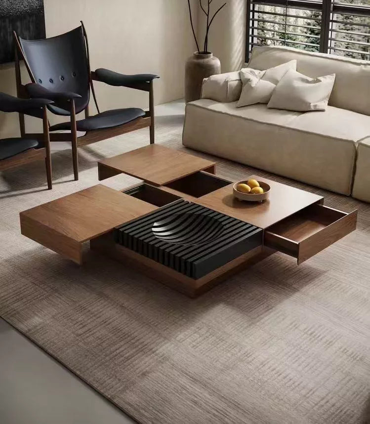 ASTANA Table basse carrée avec rangement caché 100 x 100 cm