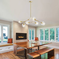 Lustre Sky ajustable en doré à 8 globes en verre