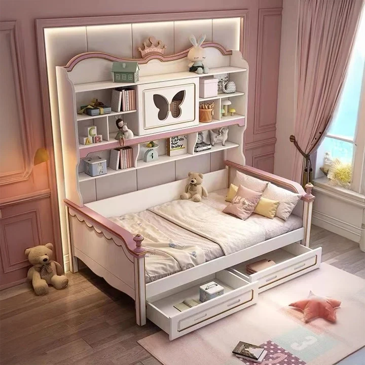 Lit Banquette Princesse Enchantée avec Bibliothèque Intégrée