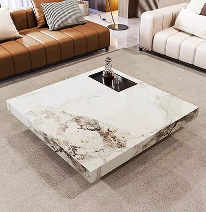 ACYL Table basse carrée en pierre frittée 100 x 100