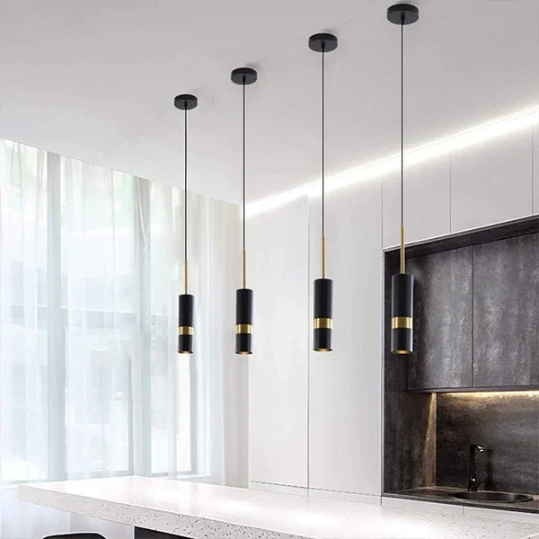 Suspension LED tube cylindrique en situation