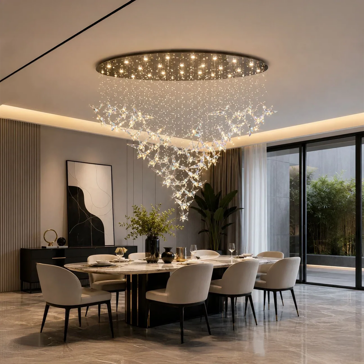 Lustre Constellation Papillon, voile lumineux