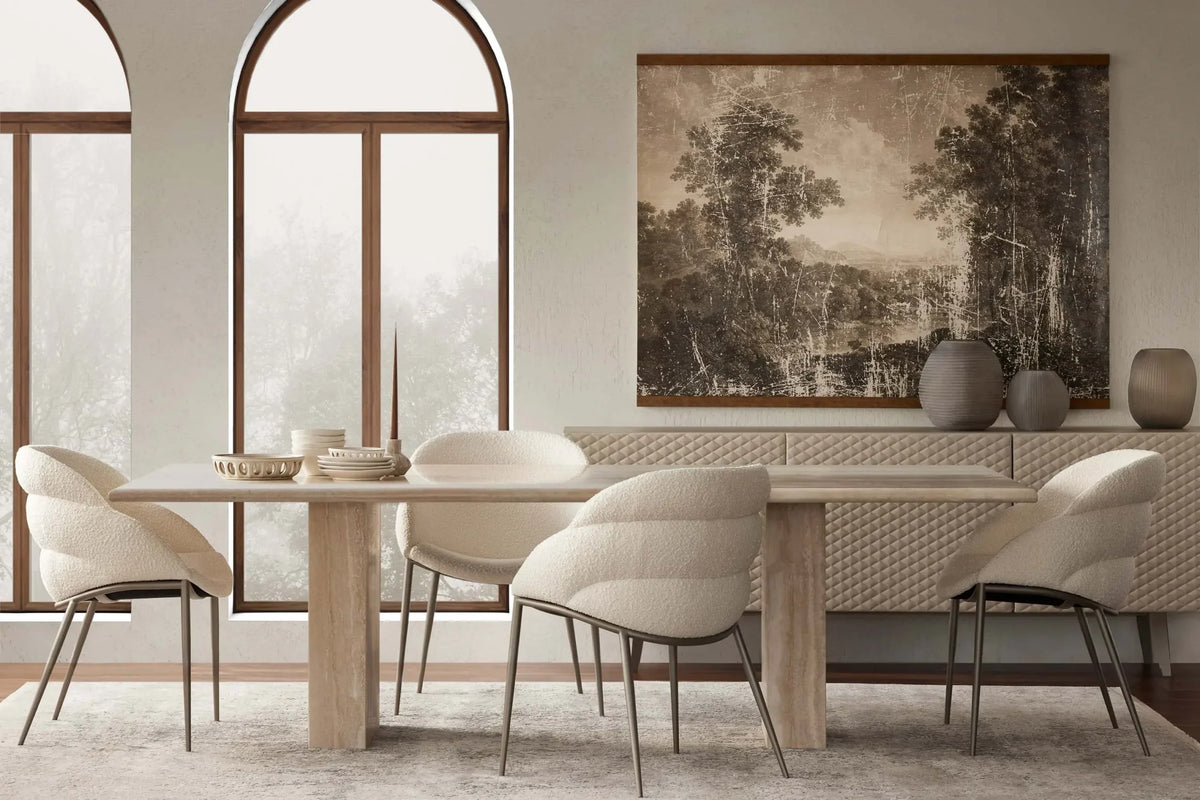Table Rectangulaire Embe — Travertin en situation