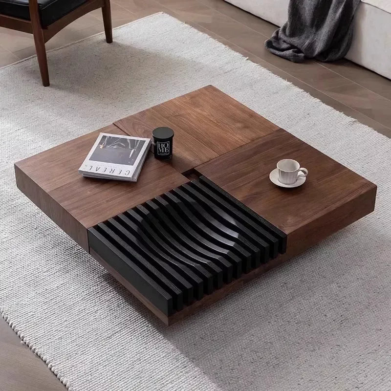 ASTANA Table basse carrée avec rangement caché 100 x 100 cm