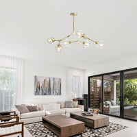 Lustre Sky ajustable en doré à 8 globes en verre