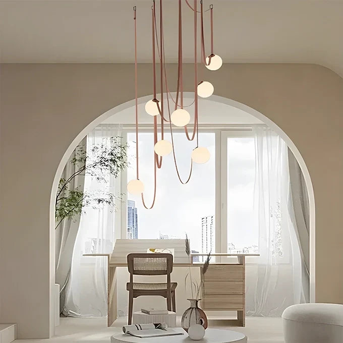 Suspension en cuir, abat-jour