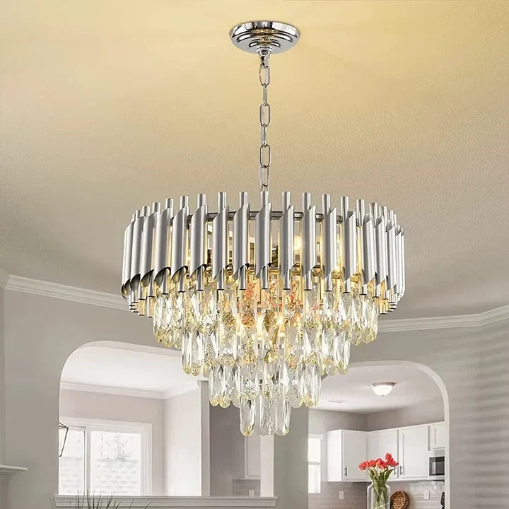 Lustre Cristal traditionnel argent, vue d'ensemble