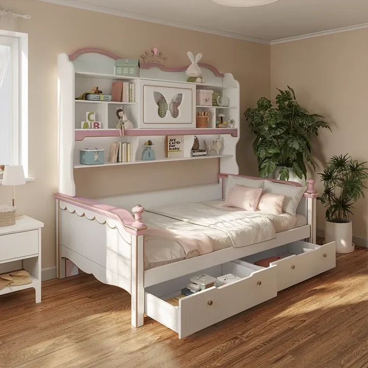 Lit banquette Princesse Enchantée avec bibliothèque – vue 5