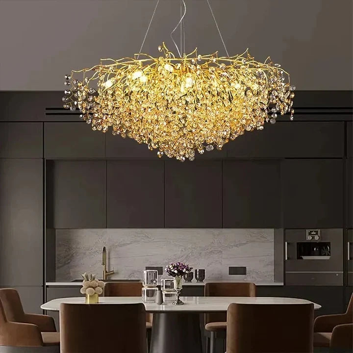 Lustre Champagne en verre cristallin