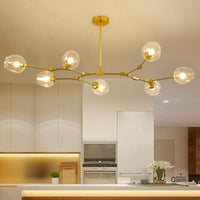 Lustre Sky ajustable en doré à 8 globes en verre
