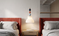 Suspension Design « Lumina » en Verre Nervuré Blanc