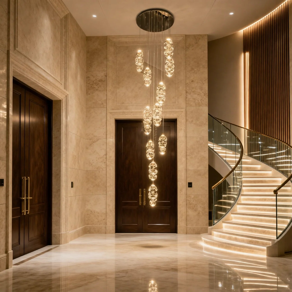 Lustre Cascade Cristal Élysée