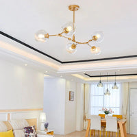 Lustre Sky ajustable en doré à 8 globes en verre