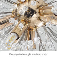 Lustre Lavande en doré à cristaux