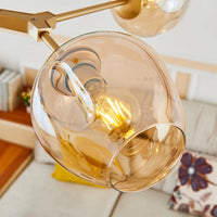 Lustre Sky ajustable en doré à 8 globes en verre