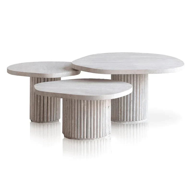 Trio Tables Basses Talte — Travertin