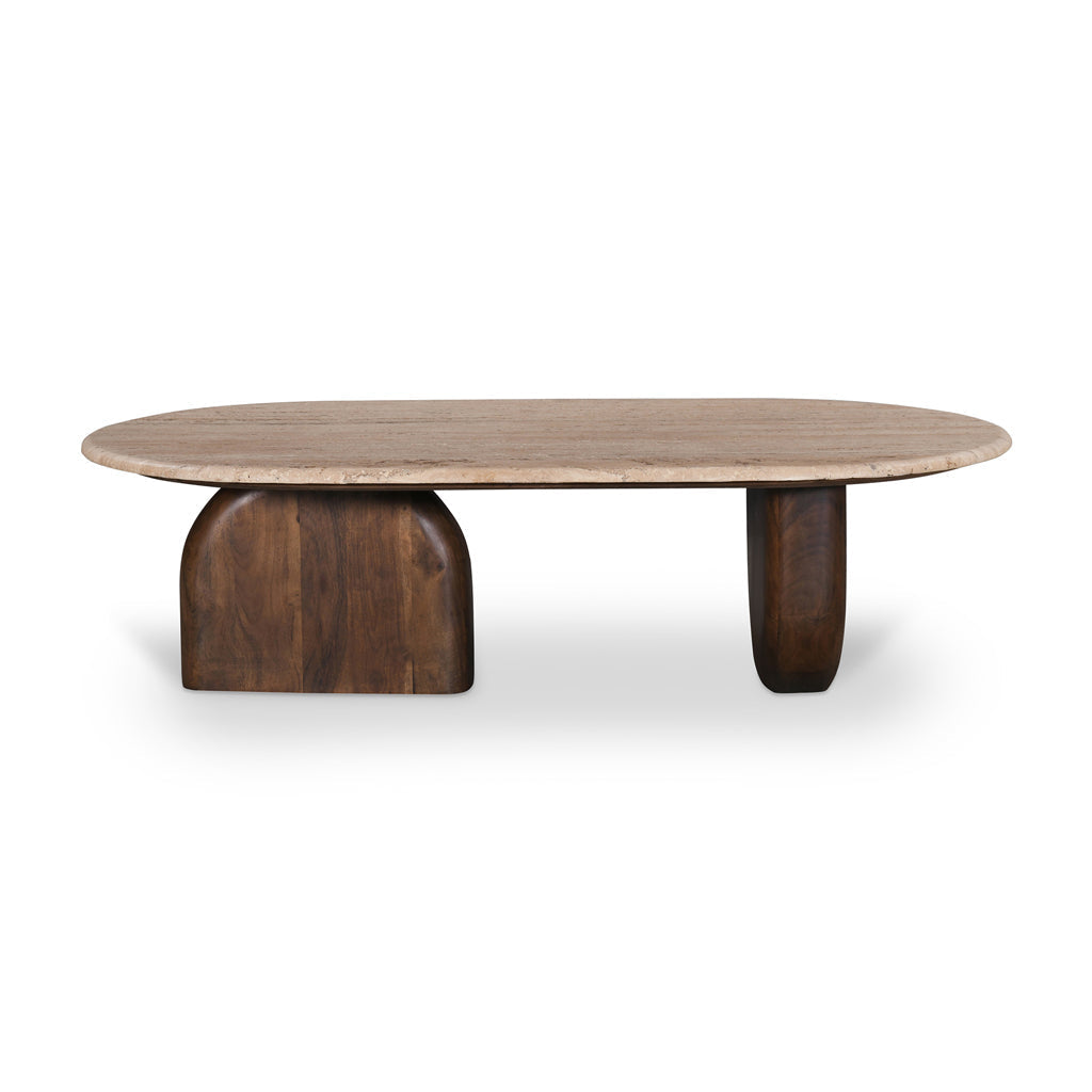 Table Basse Selara — Travertin, Noyer
