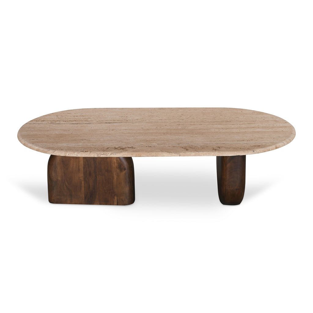 Table Basse Selara — Travertin, Noyer