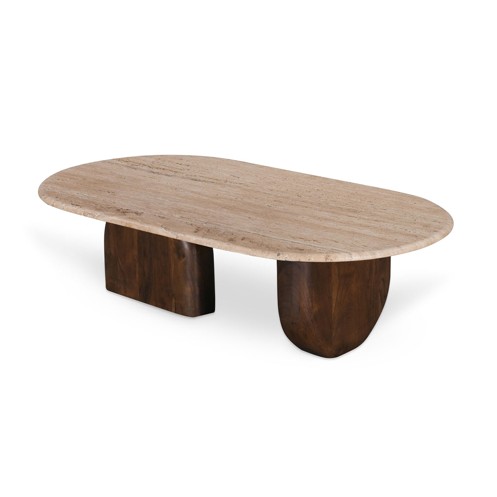 Table Basse Selara — Travertin, Noyer