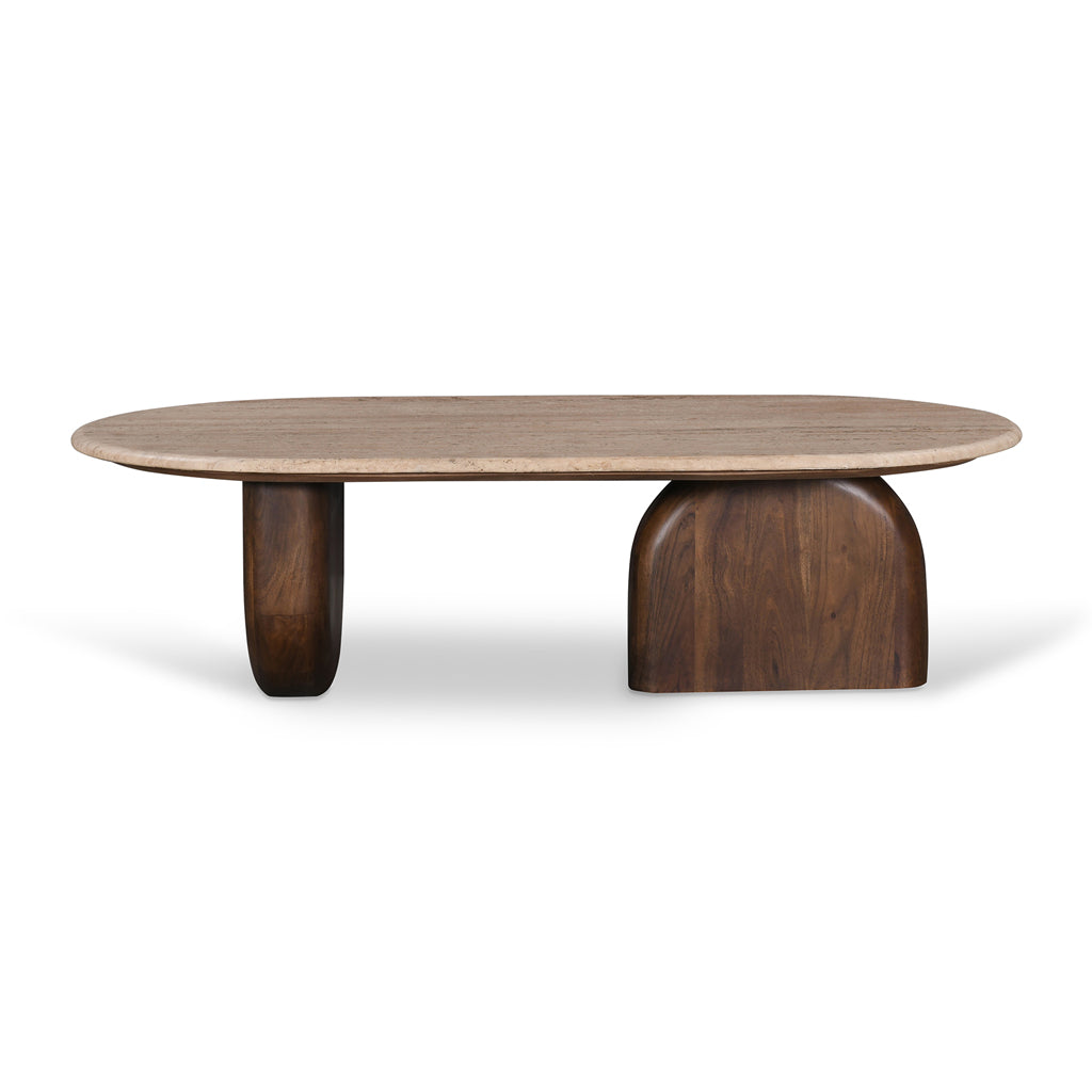 Table Basse Selara — Travertin, Noyer