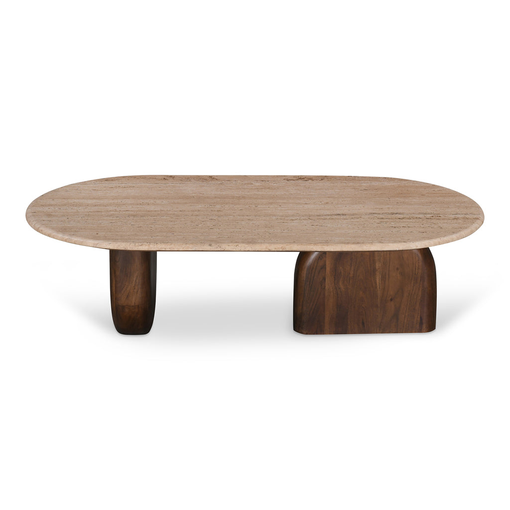 Table Basse Selara — Travertin, Noyer