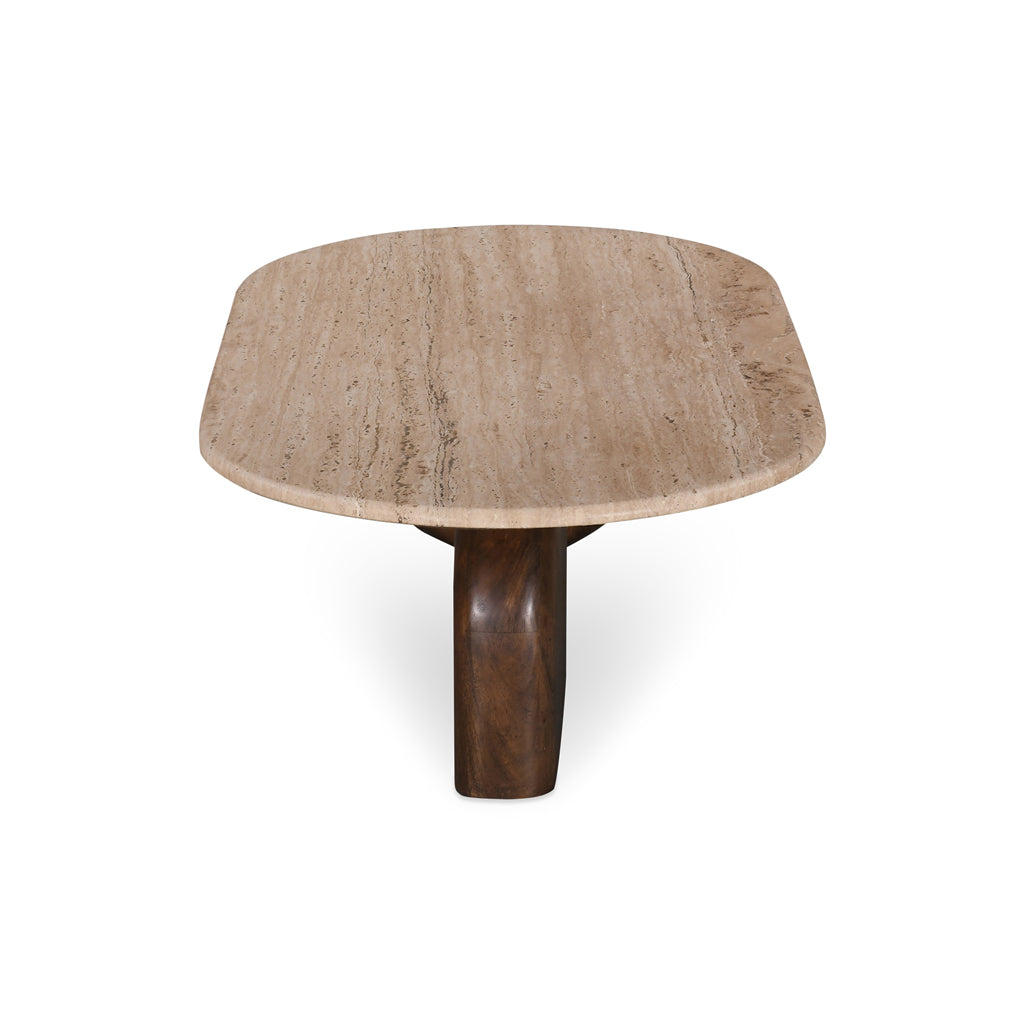 Table Basse Selara — Travertin, Noyer