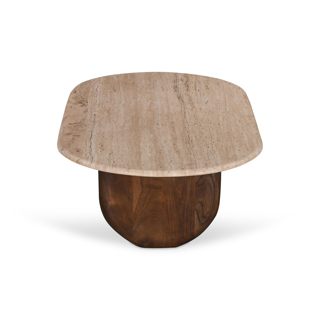 Table Basse Selara — Travertin, Noyer