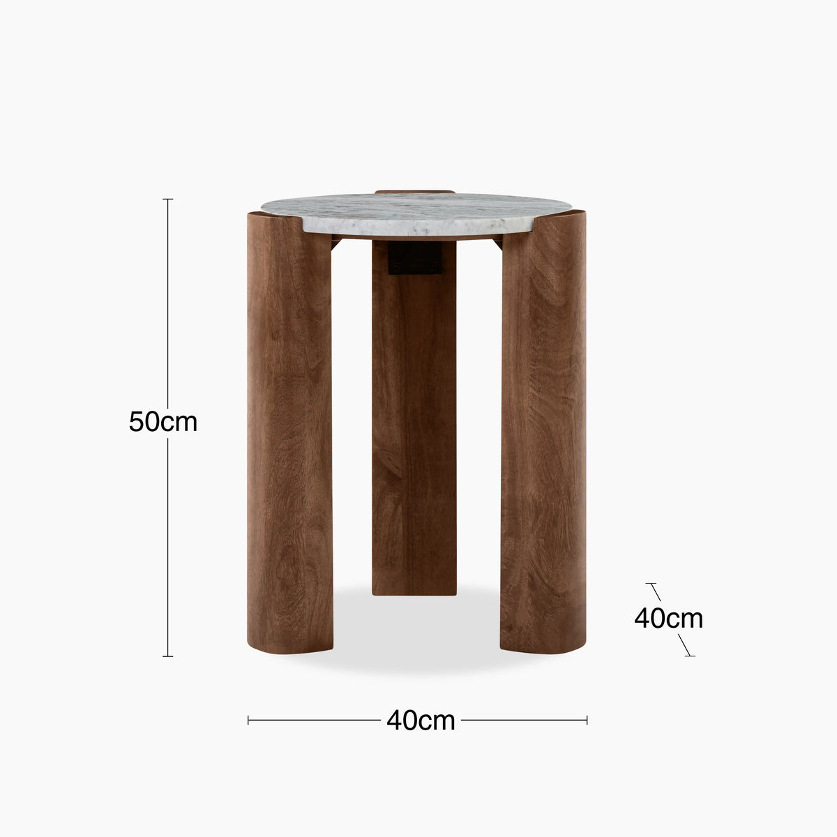 Table d'Appoint Rovena — Marbre Gris & Noyer
