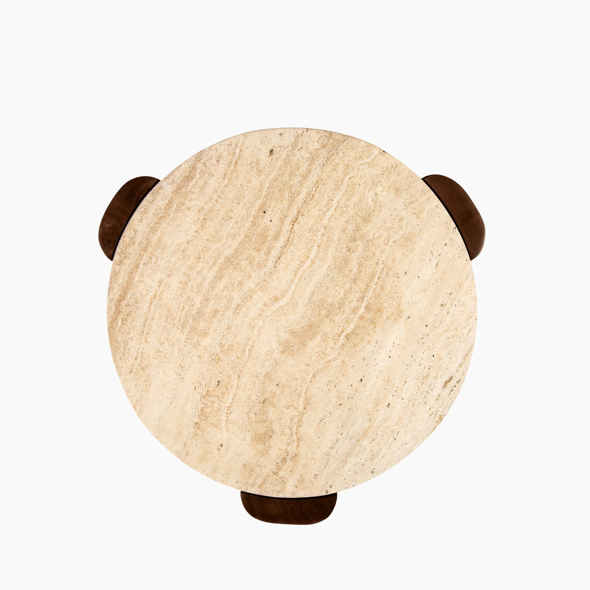 Table d'Appoint Ilona — Travertin Naturel & Noyer