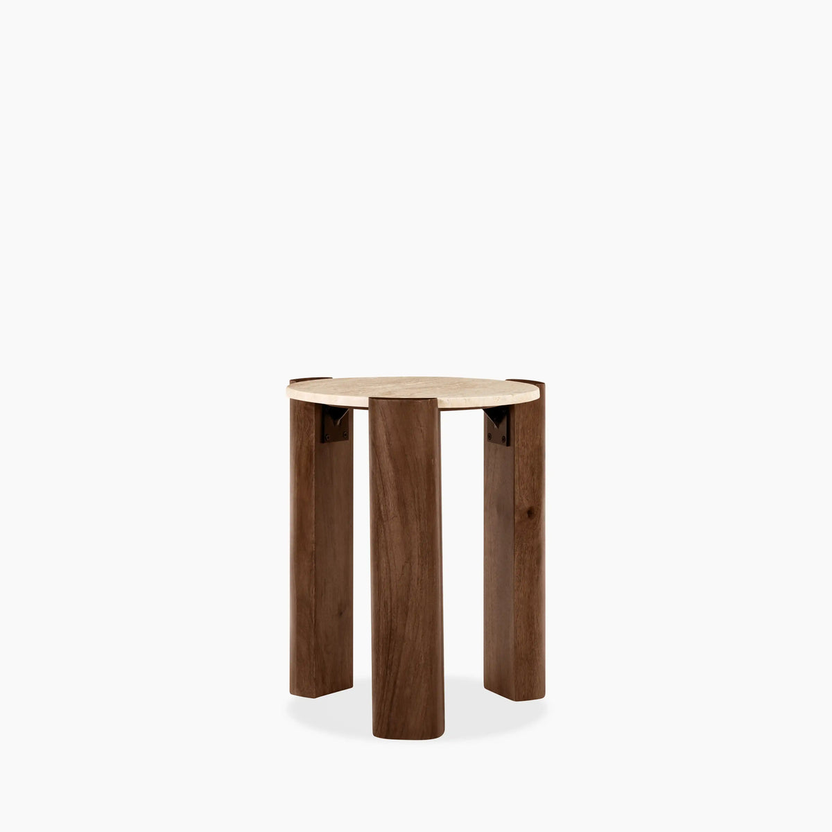 Table d'Appoint Kolia — Travertin Naturel & Noyer