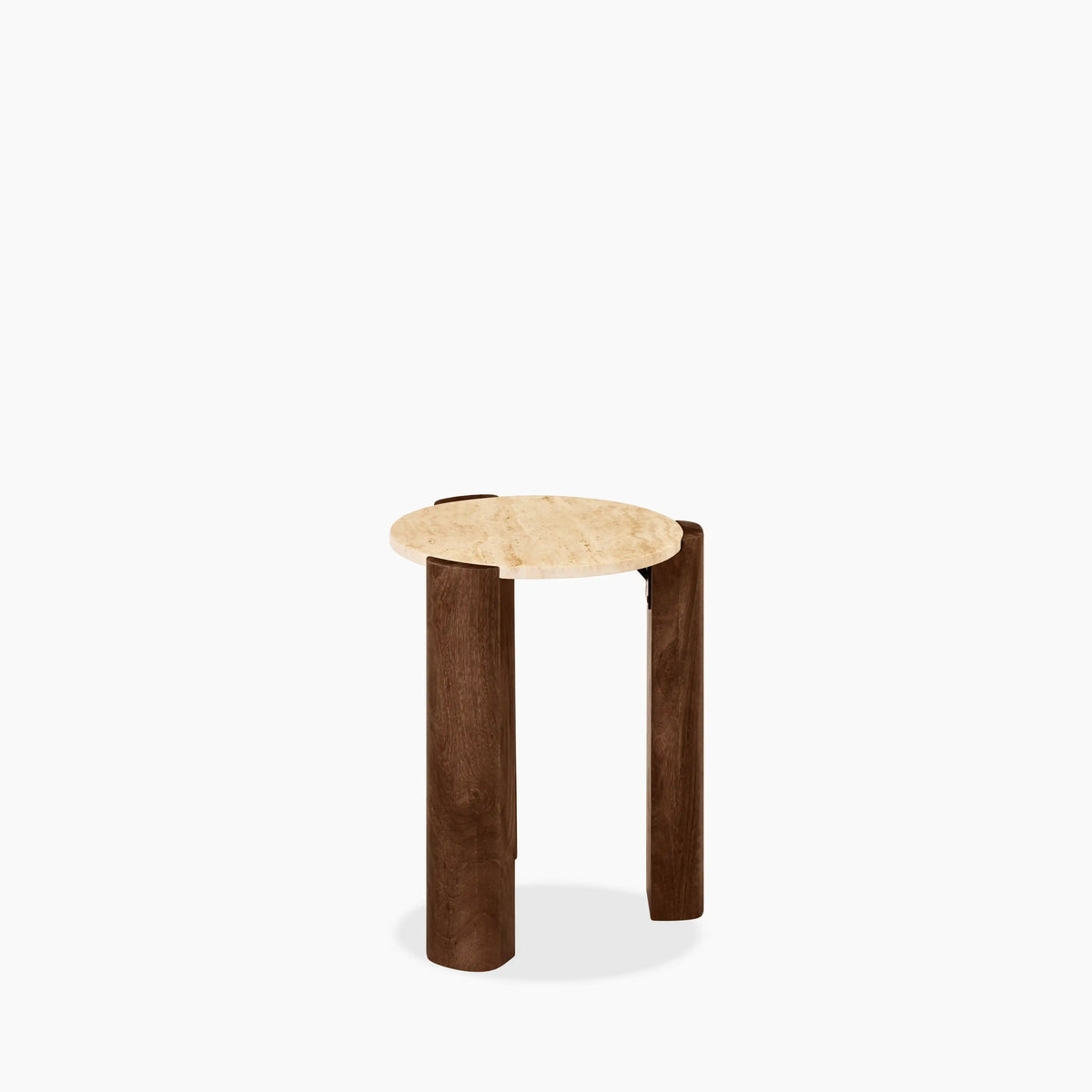 Table d'Appoint Ilona — Travertin Naturel & Noyer