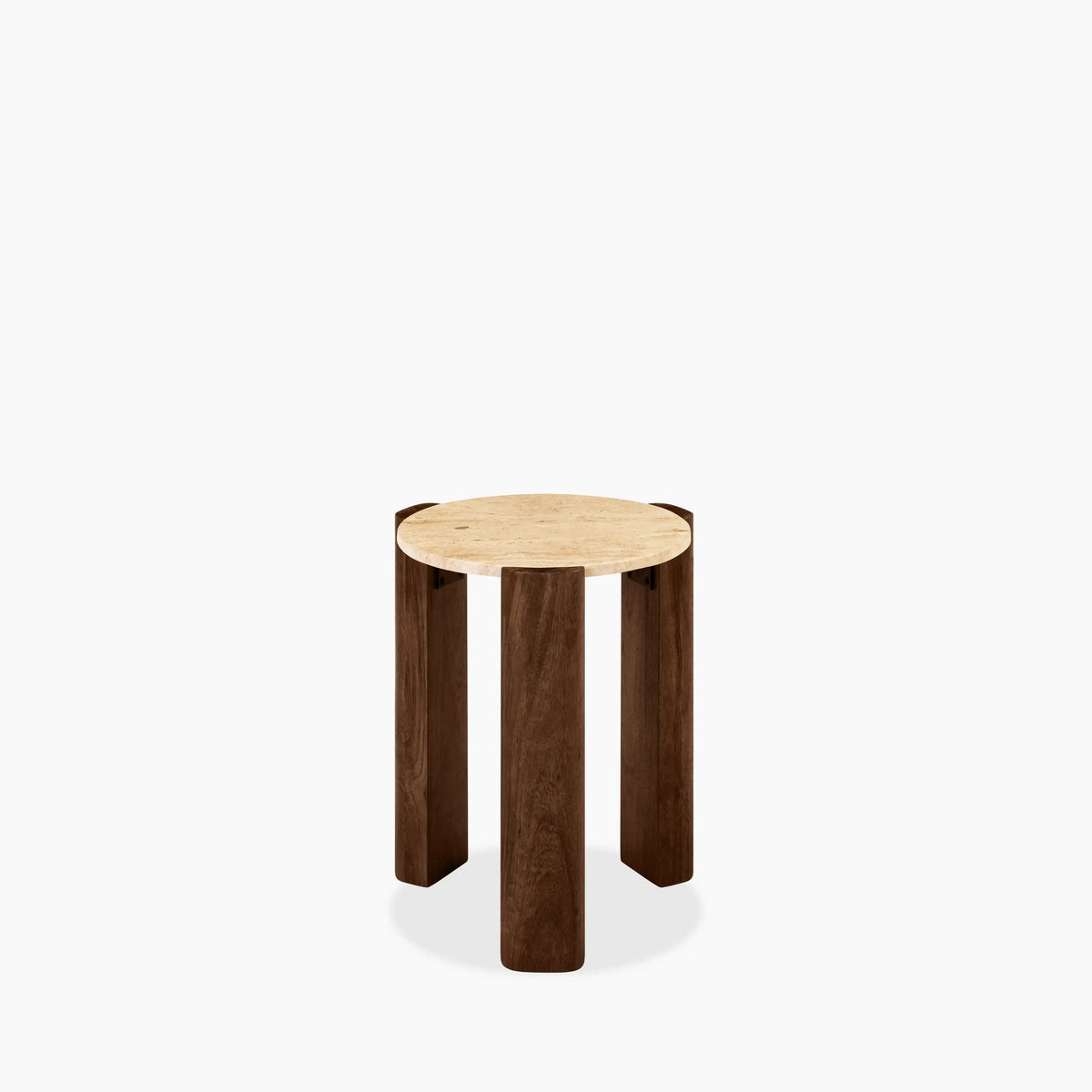 Table d'Appoint Ilona — Travertin Naturel & Noyer