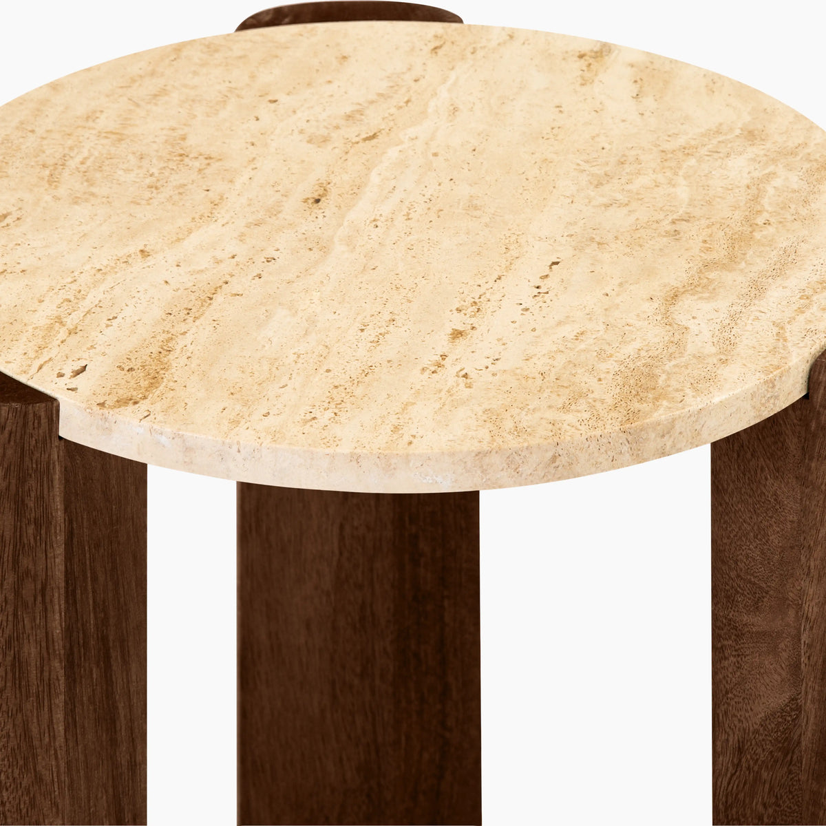 Table d'Appoint Ilona — Travertin Naturel & Noyer