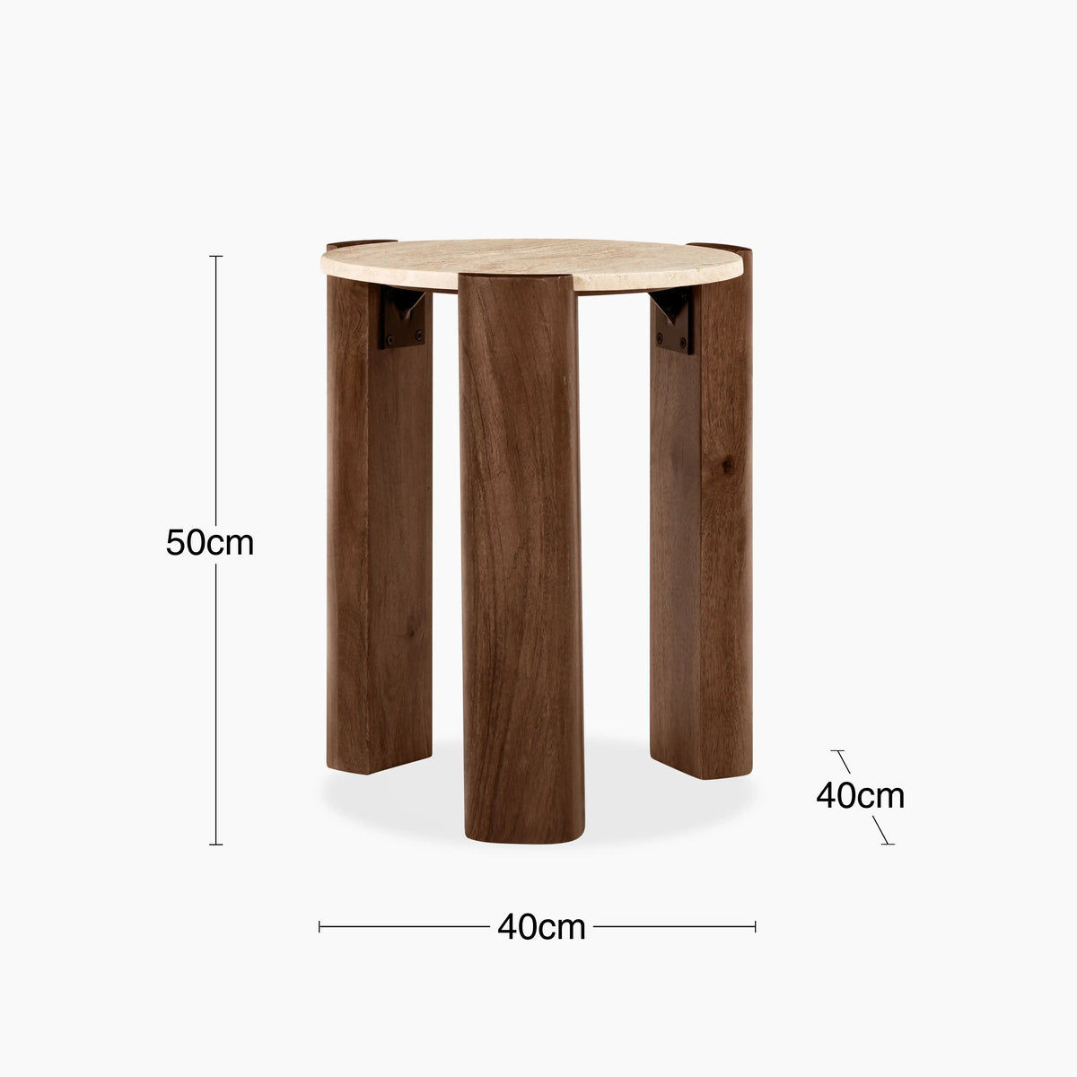 Table d'Appoint Ilona — Travertin Naturel & Noyer