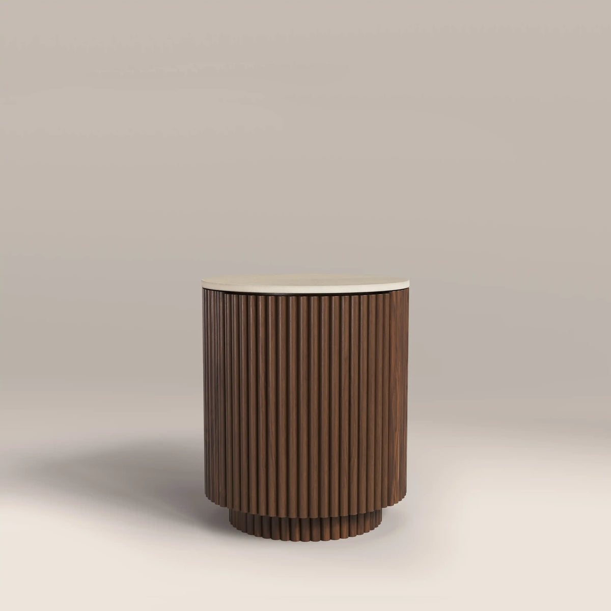 Table d'Appoint Everly — Travertin & Rangement