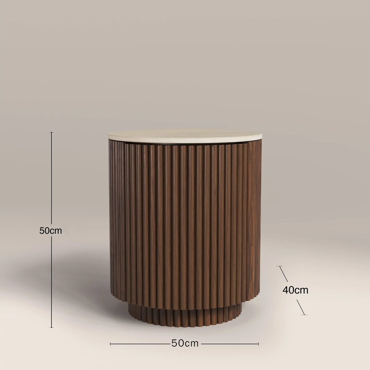 Table d'Appoint Quiraine — Travertin & Rangement