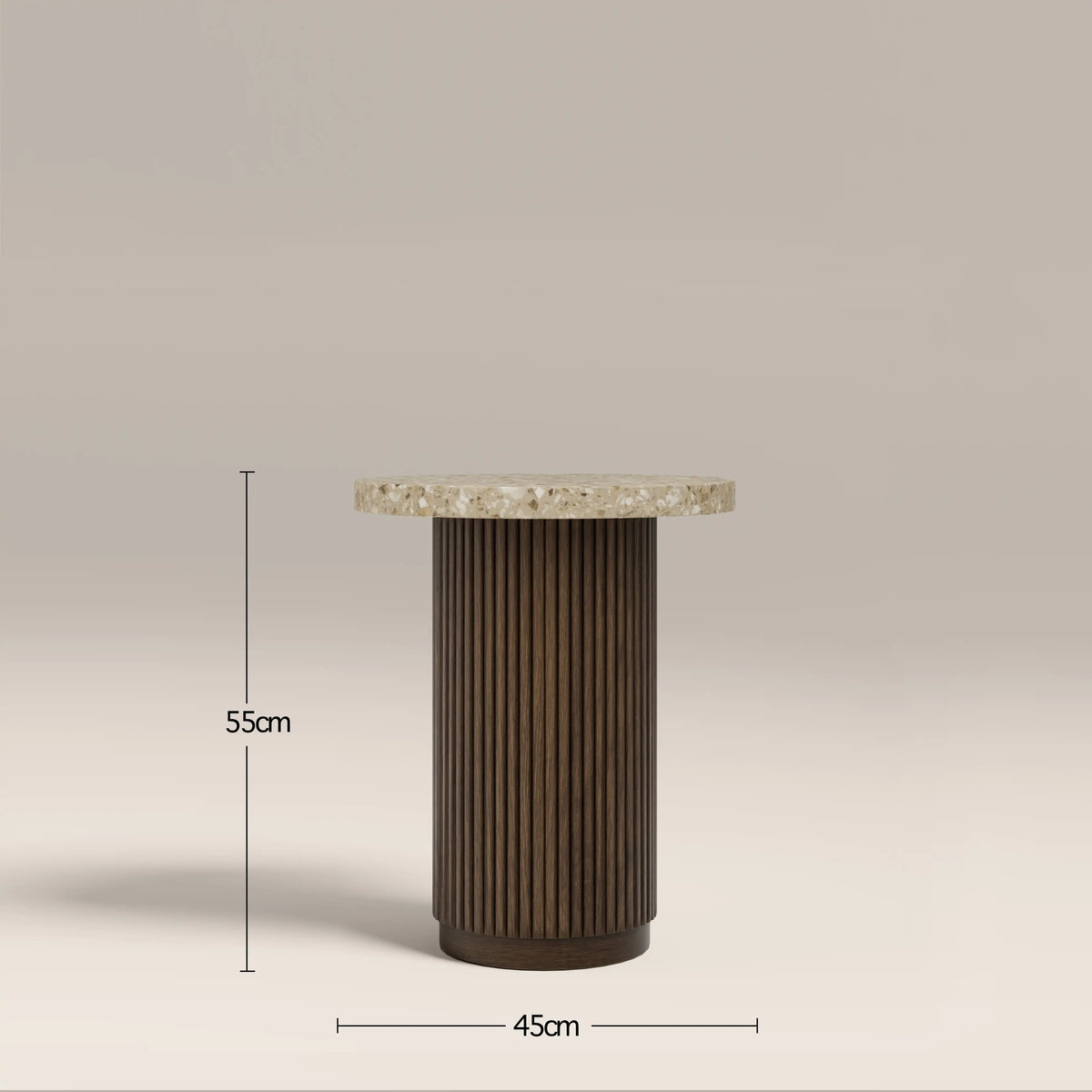 Table d'Appoint Elouan — Marbre Cappuccino & Noyer