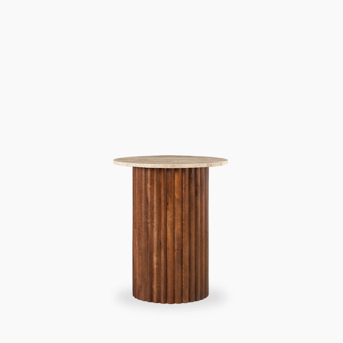 Table d'Appoint Medby — Travertin & Noyer