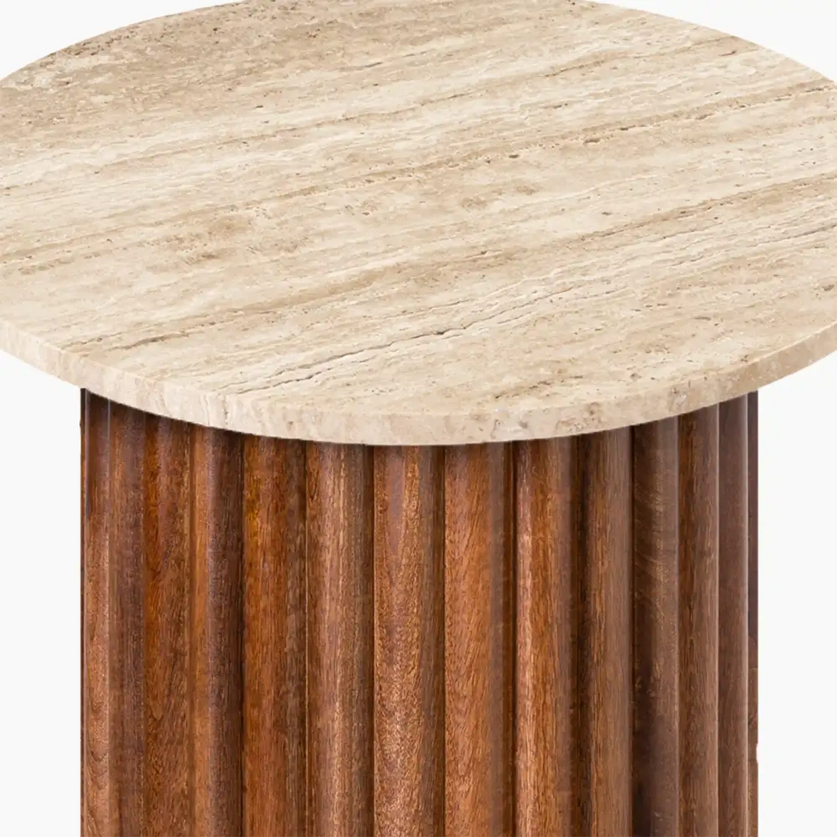 Table d'Appoint Tancredi — Travertin & Noyer