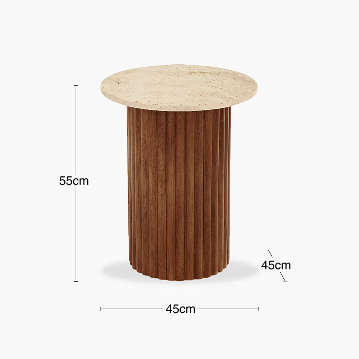 Table d'Appoint Tancredi — Travertin & Noyer