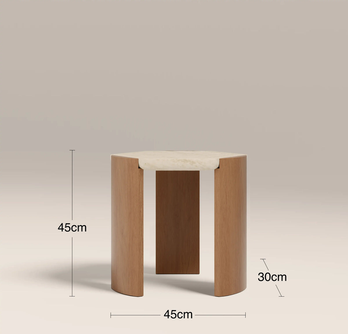 Table d'Appoint Valdris — Travertin & Chêne