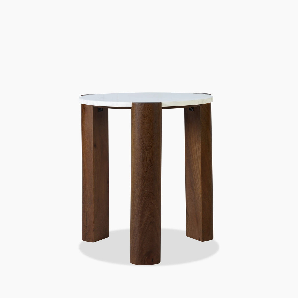 Table d'Appoint Emil — Marbre Blanc & Noyer