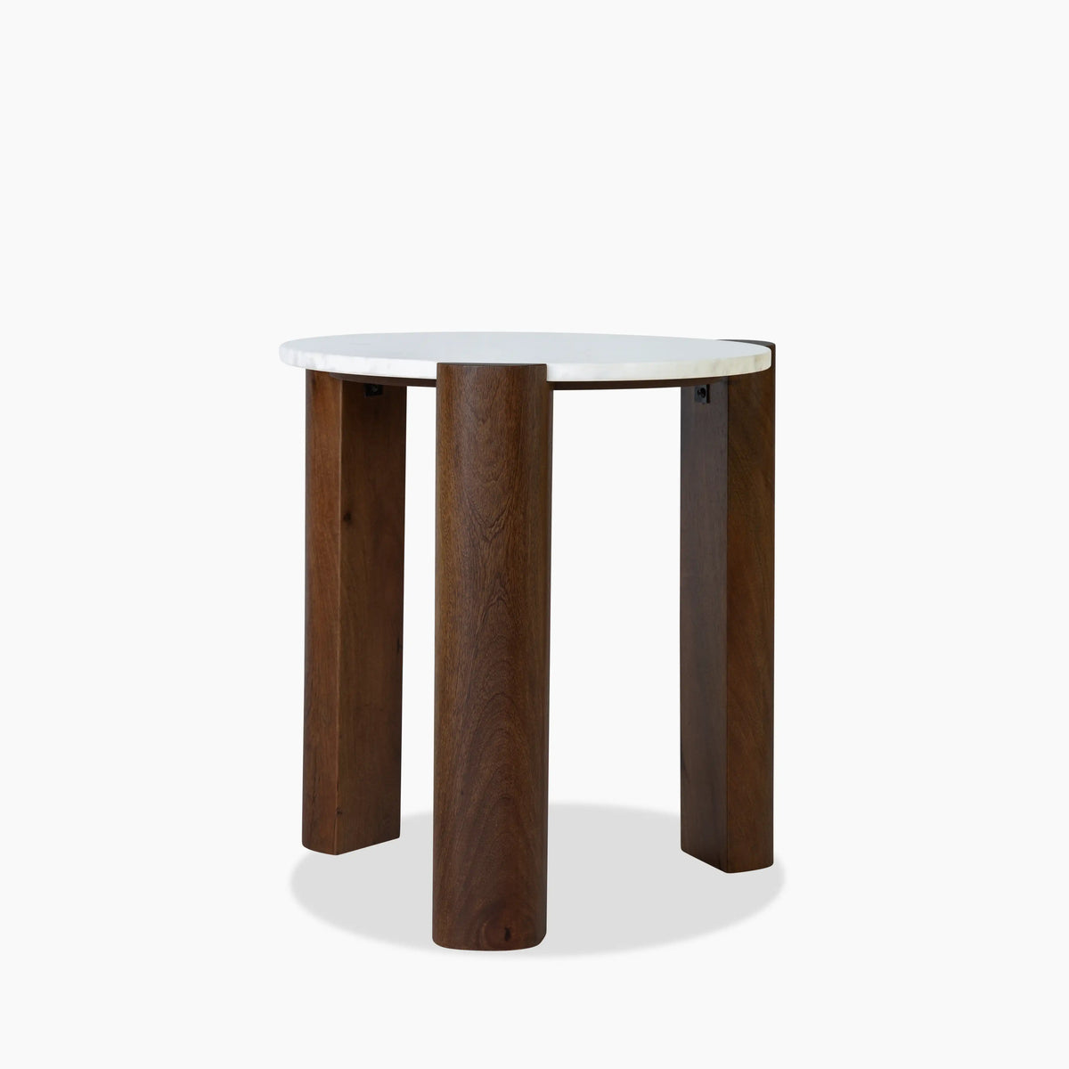 Table d'Appoint Ulvara — Marbre Blanc & Noyer
