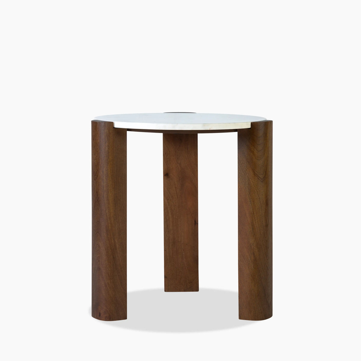 Table d'Appoint Ulvara — Marbre Blanc & Noyer