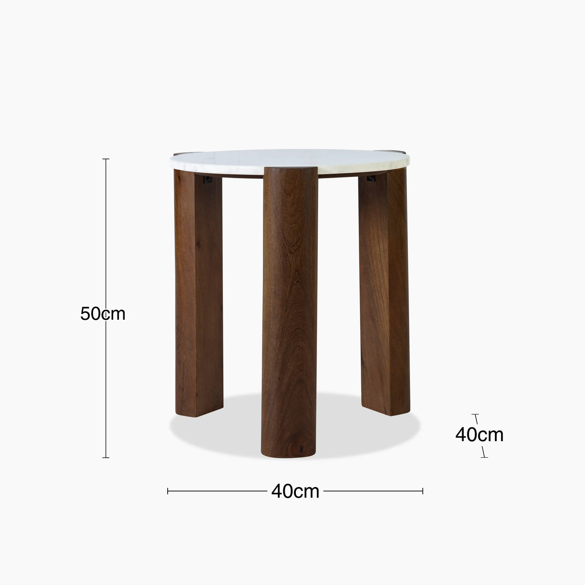 Table d'Appoint Ulvara — Marbre Blanc & Noyer